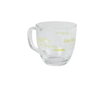 Кружка 400 мл., стекло, зеленая Text