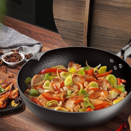 Вок стальной с крышкой стекло 32 см