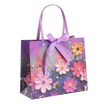 Пакет 25*22*12 см горизонтальный ручки тесьма Ночная полянка