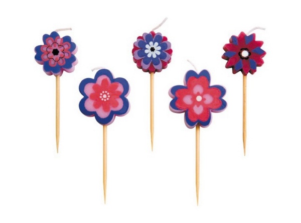 Свечи для торта 5предметов Цветы