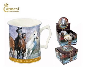 Кружка 400 мл., Лошади Серая и Гнедые