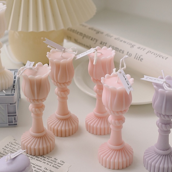 Свеча ароматическая 5*14 см цветок розовый