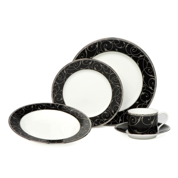 Сервиз столовый 32 предмета 6 персон Elegance Scroll Black
