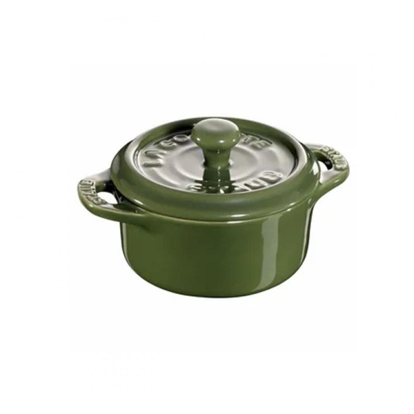 Мини-кокот 10см. круглый зеленый базилик керамический