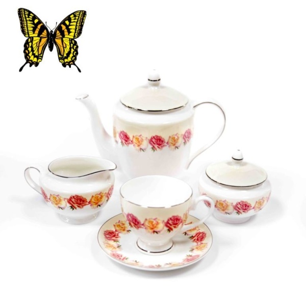 Сервиз чайный 21 предмет 6 персон Нежная Роза