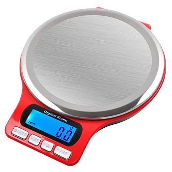 Весы электронные 3 кг, 1гр 16,5*13*2,2 см стальные красные ААА
