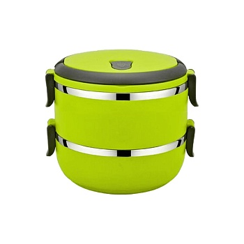 Термос для еды, 2 слоя пластик, зеленый 1,4л