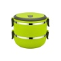 Термос для еды, 2 слоя пластик, зеленый 1,4л