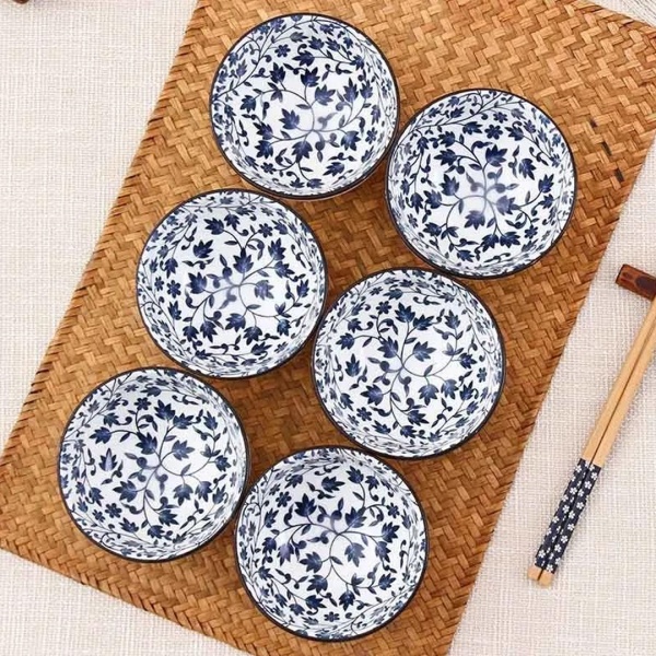 Салатник 11,5см,4 штуки, синий Веточка