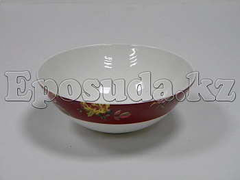 Салатник 15см. Цветы на красном фоне