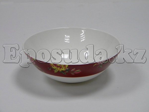 Салатник 15см. Цветы на красном фоне