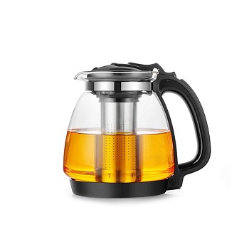Чайник стекло, пластик, с ситом, откидная крышка 2л