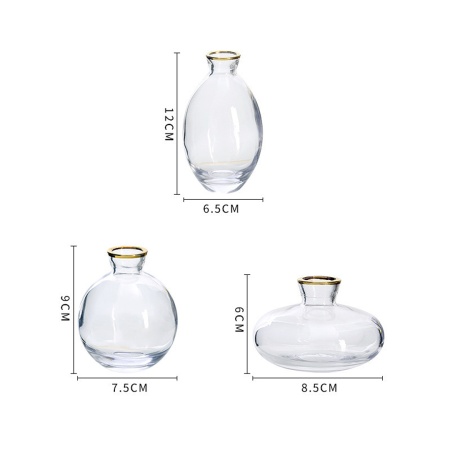 Ваза 3штуки  6-9-12см Золотая кайма