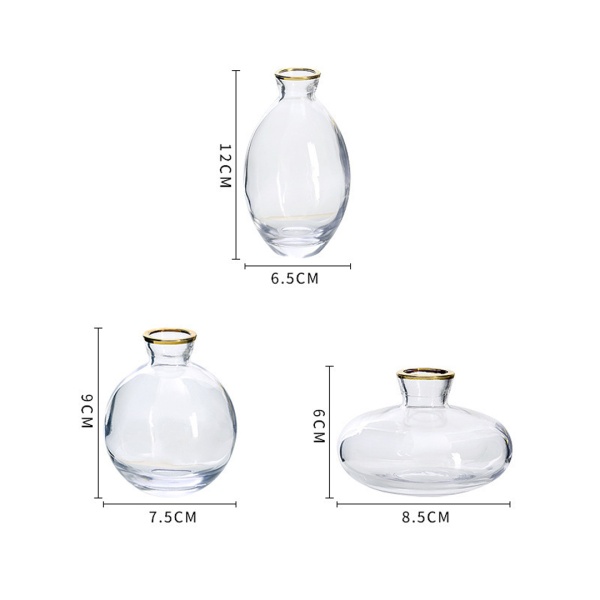 Ваза 3штуки  6-9-12см Золотая кайма