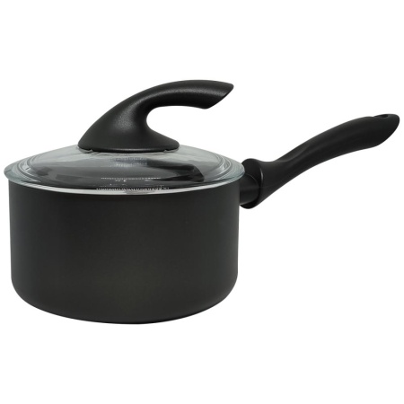 Ковш антипригарный 20см 3л стеклянная крышка Black Beauty