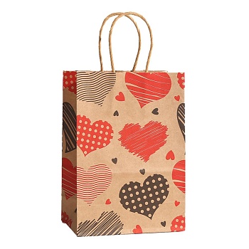 Пакет 21*15*8см бумажная ручка Сердечки крупные