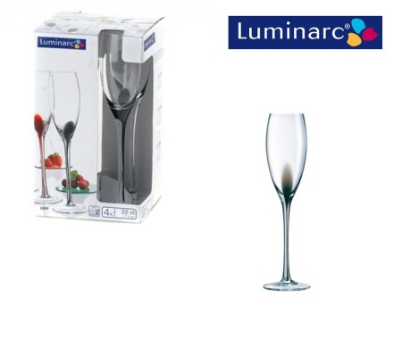 Рюмка для шампанского 220мл. 4шт Drip Noir