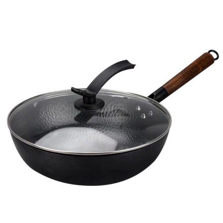 Вок стальной с крышкой стекло 32 см