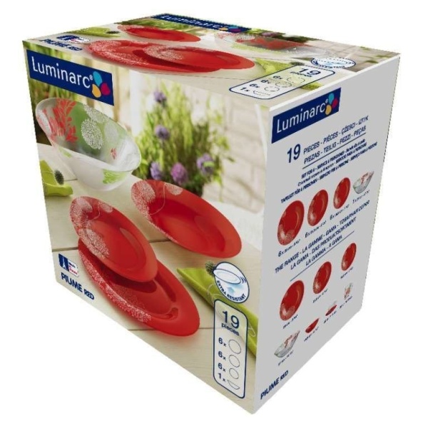 Сервиз столовый 19 предметов 6 персон Piume Red