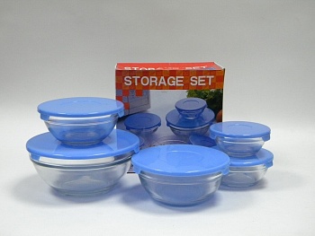 Набор салатников с крышкой стекло 5 предметов