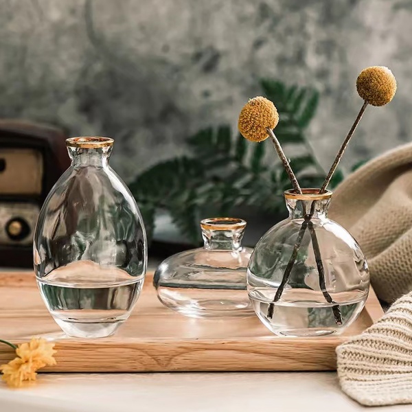 Ваза 3штуки  6-9-12см Золотая кайма