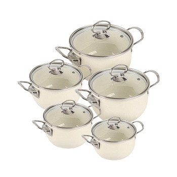 Набор кастрюль эмалир крем 5 предметов