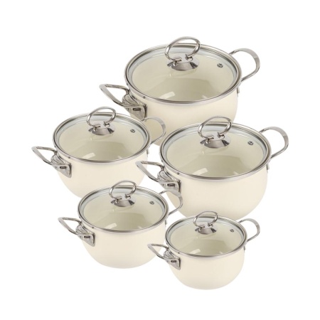 Набор кастрюль эмалир крем 5 предметов