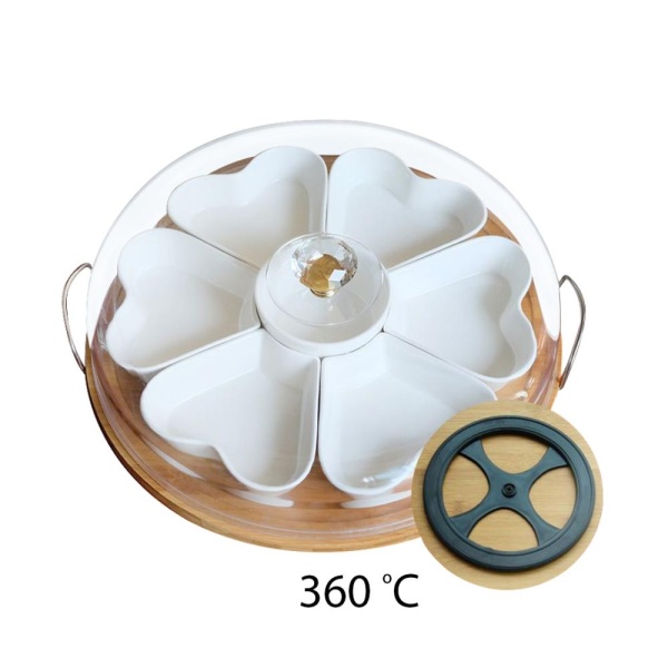 Менаж 7 отделений, пластиковая крышка, деревянная подставка 31см. вращ