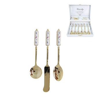 Набор для торта 8 предметов золотой LITTLE ROSE M