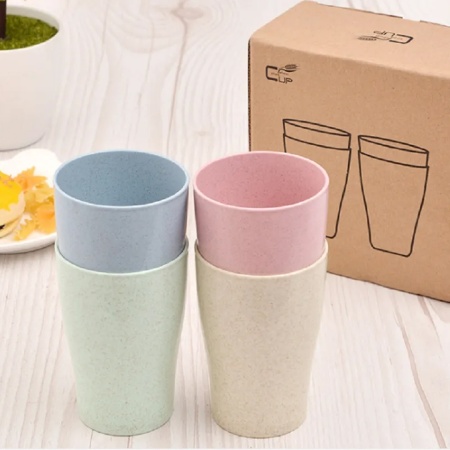 Стакан 4 штуки 400мл, пшеничная солома