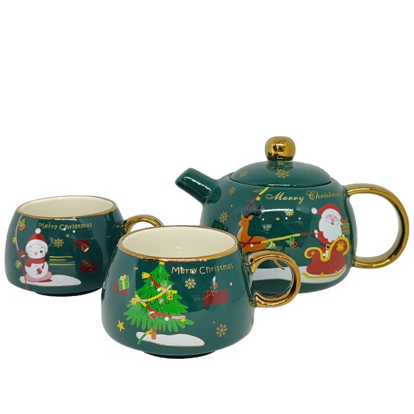 Набор чайный 5 предметов 420 мл, 160 мл зеленый Дед мороз