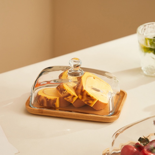 Масленка 17,8*11,8*5см стекло, дерево