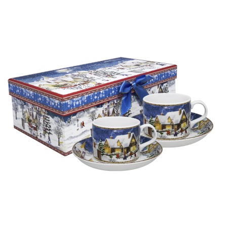 Чайная пара 160мл, 2 персоны Новогодняя деревня