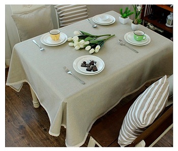 Скатерть 145*220см. Кружево кремовая