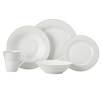 Сервиз 20 предметов 4 персоны чайно-столовый серый Jewel