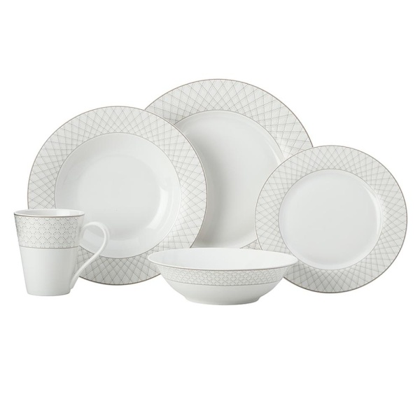 Сервиз 20 предметов 4 персоны чайно-столовый серый Jewel