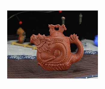 Чайник красный Дракон с птицей