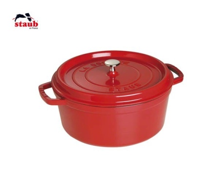 Кокот круглый, вишневый 20см. 2,2л.