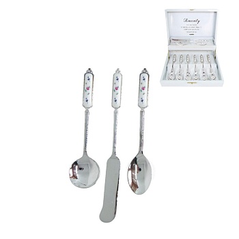 Набор для торта 8 предметов серебро LITTLE ROSE M