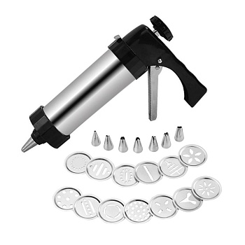 Шприц для крема сталь 20см. 13 дисков+8 насадок