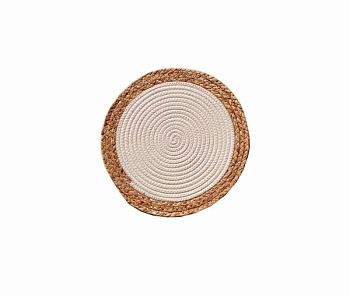 Подложка плетеная, ткань центр круглая 38см. белая