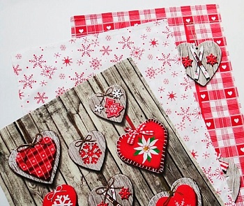 Полотенце 40*60см. кухонное  Новогодне сердечко на клетке