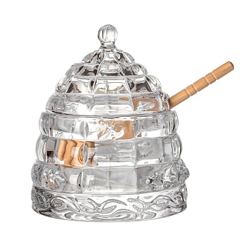 Банка для меда с деревянной ложкой , стекло 14*11,5 см, 330 мл