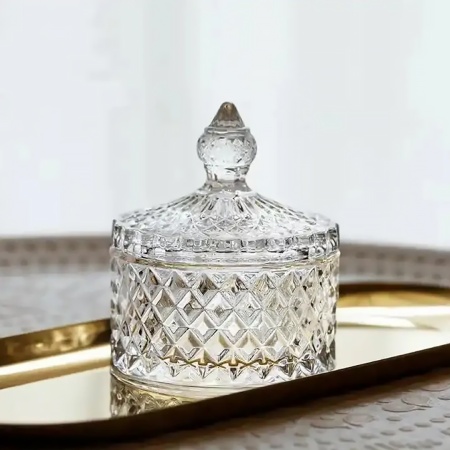 Сахарница стекло с крышкой 8*10см Ромб