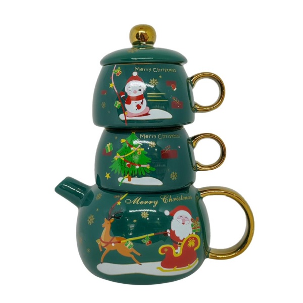 Набор чайный 5 предметов 420 мл, 160 мл зеленый Дед мороз