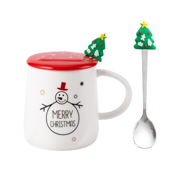 Кружка Снеговик с крышкой, ложкой 400 мл 10*8 см