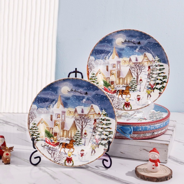 Тарелка 2штуки, 19см Новогодняя деревня